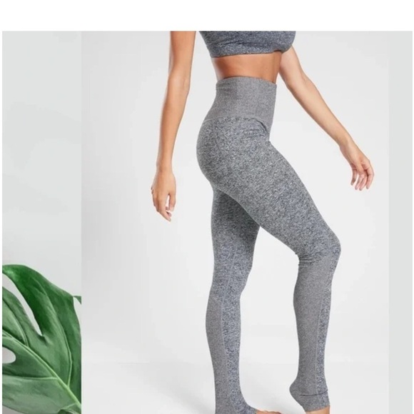 Athleta Exhale Heel Tight Stash Pocket Heather Gray High Waisted Leggings - Picture 2 of 8